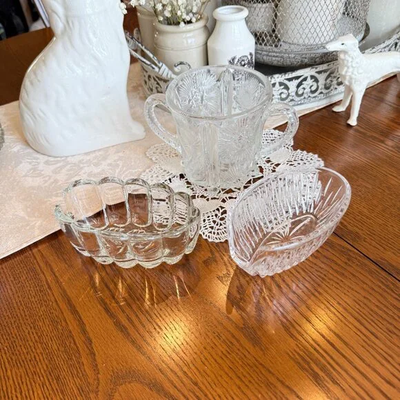 3 Vintage Spooners, One Glass & One Crystal and Antique Higbee - Paneled Thistle - Picture 14 of 17